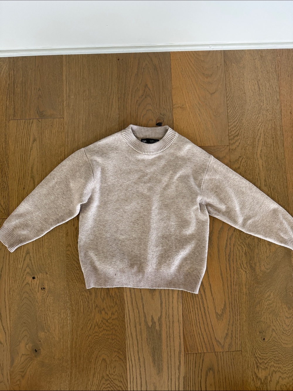 Zara Girls Natural Beige Crewneck Sweater